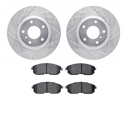 DYNAMIC FRICTION CO 7502-68008, Rotors-Drilled and Slotted-Silver with 5000 Advanced Brake Pads, Zinc Coated 7502-68008